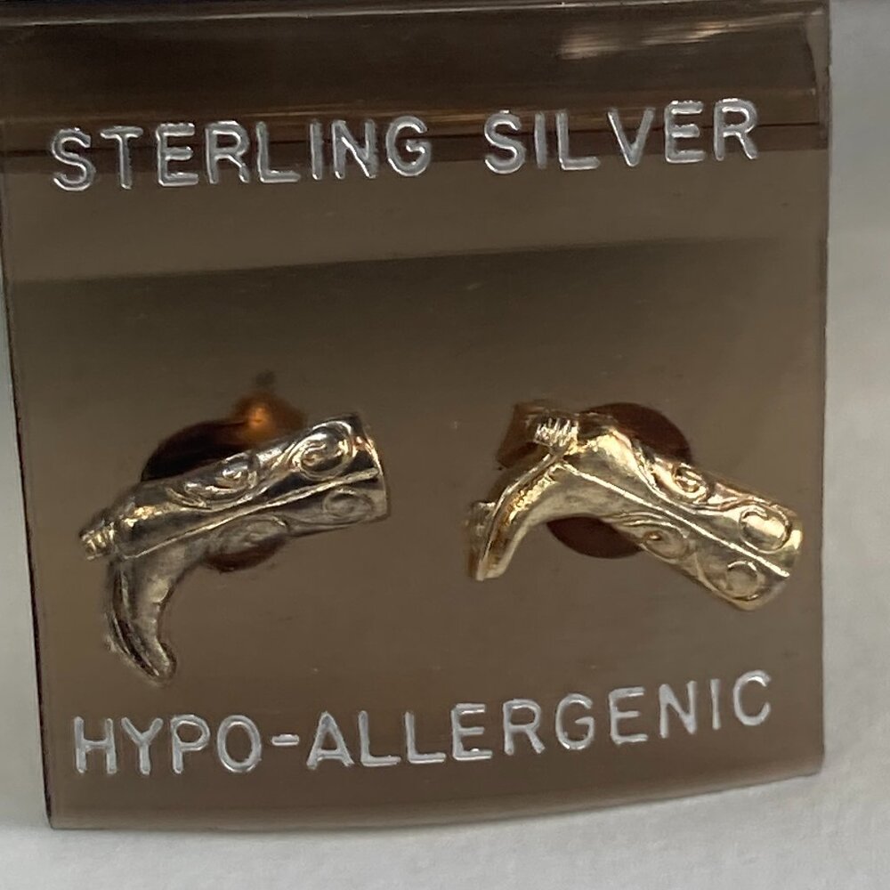 TINY vintage NOC sterling silver boots post earrings